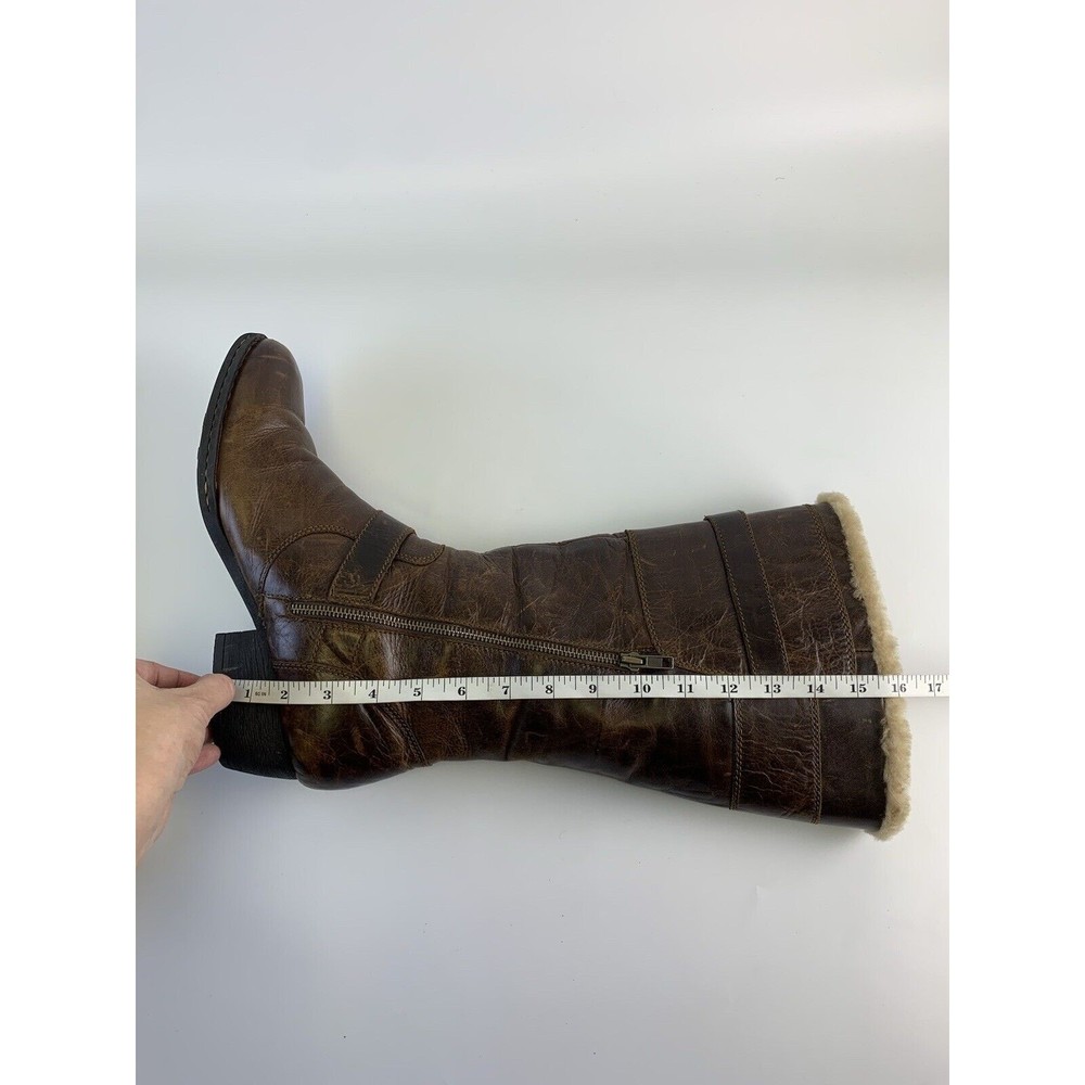 Born Randi Boots Tall Heel Shearling Lined Brown Distressed Leather Womens 11 - Picture 12 of 16
